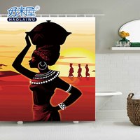 Fast delivery modern style digital printing african woman shower curtain