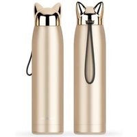 Double Wall Thermos Bottle Stainless Steel Vacuum Flasks 320ml Cute Cat Fox Ear Thermal Coffee Tea Milk Travel Mug