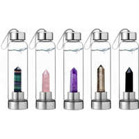 2019 New Crystal Energy Water Bottle Crystal Infused Quartz Gemstone Glass Bottle