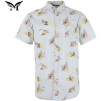New style custom made colorful fashion digital print 100% cotton mens hawaiin clothing shirt