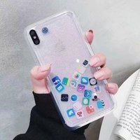 2019 cute design case New Luxury app Liquid Quicksand Mobile Phone Case for iPhone XS XR XS Max app quicksand case for huawei