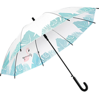 2019 new fashion semi-transparent umbrella high quality lovely for girls ladies children longe semi-auto umbrella waterproof