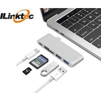 Ilinktec 5 in 1 Type C Hub to USB 3.0 Hub Splitter Adapter Power Port SD/TF Card Reader OTG Combo Converter for Macbook