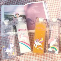 Transparent Milk Carton Style Square Plastic Juice Bottle