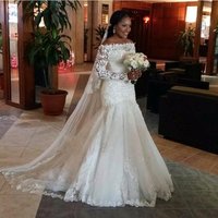 Plus Long Sleeve Mermaid Lace Wedding Gown