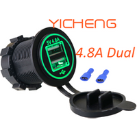 12V 24V DC Auto BUS USB Socket Dual 5V 2.4A 4.8 amps 4.8A Car Charger