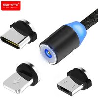SIKAI ready stocks micro usb type c 8 pin magnetic charging cable for iphone huawei samsung magnetic cable