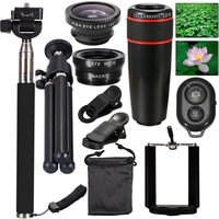 10 in 1 mobile phone lens kit 12X telescope fisheye 0.67X wide angle 10X marco with tripod smartphone lens