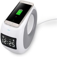 Nillkin stereo music bluetooth speaker with wireless charging alarm clock wireless speaker with LCD time display