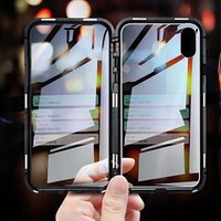 Shockproof Phone Accessoires tempered Glass Phone Shell Metal Magnetic Phone Case For Iphone Xs max Case magnetic Cover