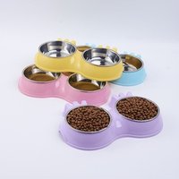 Candy Color Stainless Steel Double Pet Bowls Pet Cat Dog Puppy Food Water Bowl