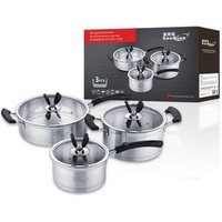 3 Piece Non Stick Stainless Steel Cooking Pot Set