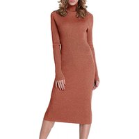Elegant Ribbed Turtleneck Knit Dress