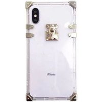 Newest Design Square Shape Four-corner Metal Crystal shockproof Transparent Tpu Case For iPhone 678P XS MAX