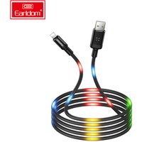 EARLDOM Voice control beat cable For IPhone X/7/8 Android iPad Fast Charging Data Cable Charger Luminous Flash led light cable