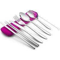 Camping Travel Portable Stainless Steel Cutlery Set Flatware Set with Carrying Case for Office Lunch Hiking