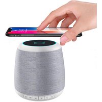 Patent products 2019 new QI 10W Super Bass Stereo Sound Support 5w wireless charger bluetooth speaker with phone holder