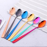 Long handle 304 stainless steel multi-colors ice cream dessert spoon