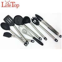 Hot Sell 8 Kitchen Utenisl Set with Nonstick Silicone and Stainless Steel Rubber Cooking Utensils