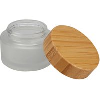 Glass jar wooden lid 30ml face cream frosted glass jar with bamboo lid
