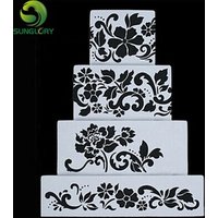4 Piece Flower Fondant Cake Decorating Stencil Set