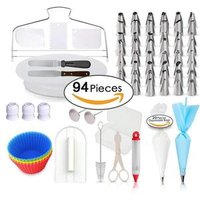 Free sample good 94 pcs Bags different types turntable stainless steel piping nozzles bag cake decorating Tip set Supplies Kit