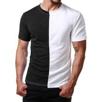 Two Tone Block Half Half White T Shirt
