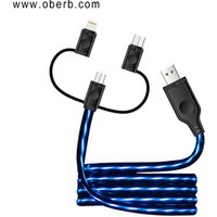 3 in 1 Visible Flowing LED USB Data Sync Charging Cable For iOS/ Type-c/ Micro USB