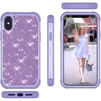 360 degree shockproof phone case for samsung s10, 3in1 contrast color robot defender glitter phone cases for iphone XS max