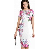 Elegant Floral Print Bodycon Pencil Dress