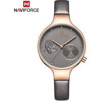 New NAVIFORCE 5001 Women Watches Top Brand Luxury Ladies Quartz Watch Female Genuine Leather Thin Wrist Watch