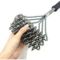 Findking Stainless Steel Bristle Free 18'' Rust Proof Triple Stainless Steel BBQ Grill brush