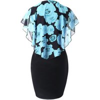 Chiffon Overlay Capelet Party Dress