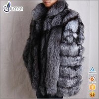 ALICEFUR Mid Length Natural Fox Fur Coat