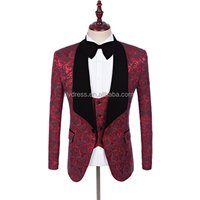 Men's Red Wedding Suit with Trousers and Vest