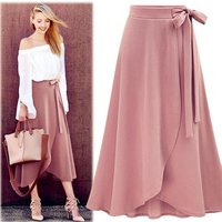 Boho High Waist Maxi Wrap Skirt
