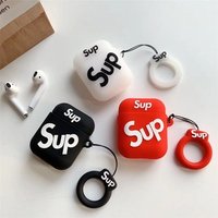 SUP Style for Airpods Case Accessories Protective Silicone Cover and Skin with Carabiner and Straps