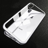 2018 new ultra thin 360 magnetic adsorption metal bumper tempered glass clear case cover for iphone x 7 8 plus protective case