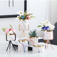 Marble surface ceramic flower pot green plant Nordic flower pot succulent pot