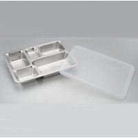 FREE SAMPLE SS304 Stainless steel 5 compartments Thali Fast Food Serving Tray with lid airline food trays