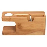 2 in 1 Watch and Mobile Phone Bamboo Charging Stander Lazy People Wood Charging Holder