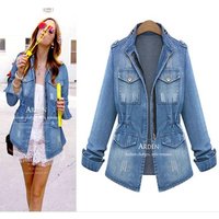 Vintage Denim Jacket Pockets Zip