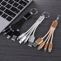 Promotional gift 3in1 Universal USB Charging Cable 2A braided multi-purpose 3 in1 usb keychain usb cable