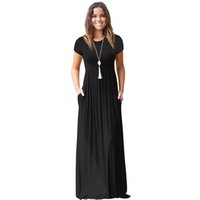 Elegant Mature Round Neck Short Sleeve Long Dress
