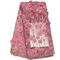 Bestway Embroidery 3D Flower Beaded French Lace Fabric