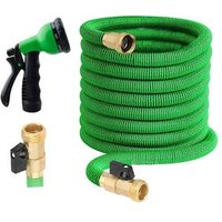 50ft Garden Hose - ALL NEW 2019 Expandable Water Hose with Double Latex Core, 3/4" Solid Brass Fitting