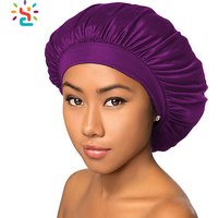 Natural silk hair bonnet elastic band sleeping bonnet custom logo plain blank solid color women satin bonnet