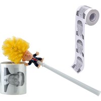 Hot Sale Amazon Funny Donald Trump Toilet Brush Creative Trump Roll Paper Toilet Supplies Brush And Paper Set For Gift