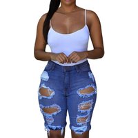 Destroyed Denim Bermuda Shorts