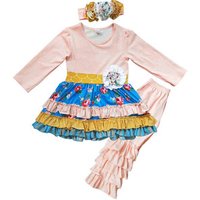 Lacework Floral Ruffle Top & Trousers Set